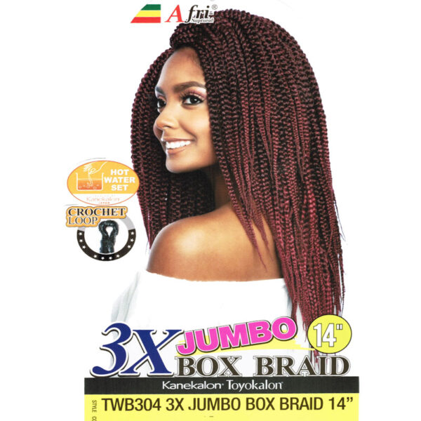 picture of 14" 3 bundle pack Jumbo braid Kanekalon Toyokalon Pre-braided Natural Texture Feel Crochet loop Ready to install Versatile Styles Lightweight Hot water set at roots beauty supply