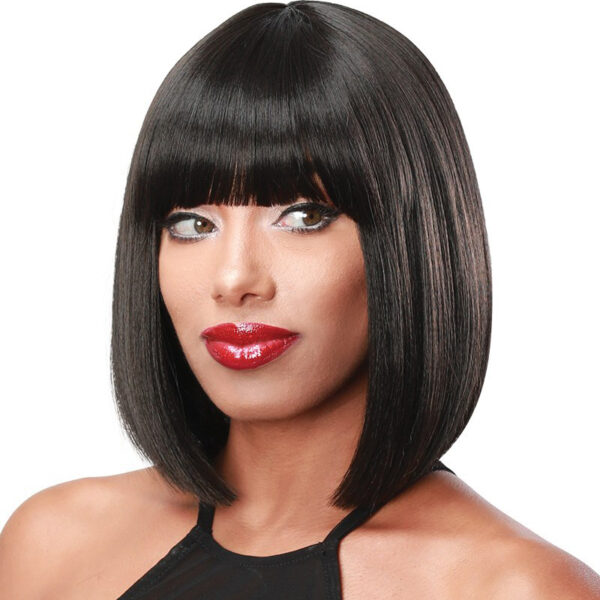 picture of synthetic bob wigs with bangs at roots beauty supply
