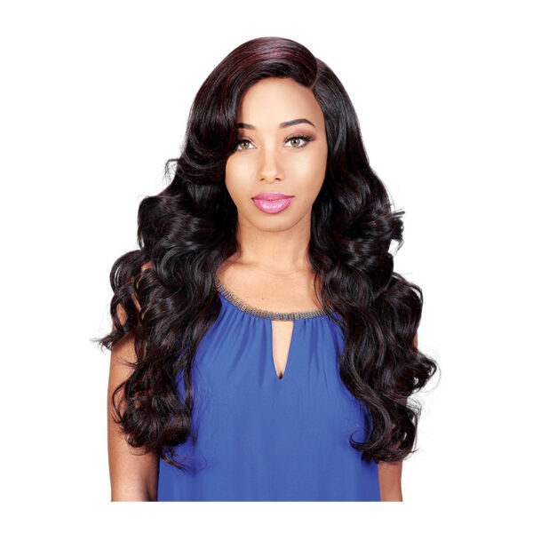 picture of HALF MOON PART 6" SIDE SEMI-CIRCLE "HALF MOON" PART SIDE SWEPT BANG SWIRL CURL HI-HEAT 26" LENGTH SLEEK SIDE PART STYLE at roots beauty supply