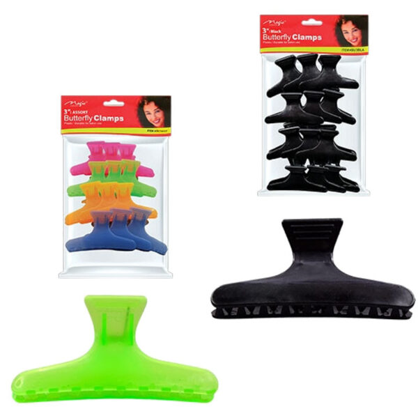 picture of butterfly clamps Great for separating hair with flat ironing, curling or blow drying.at roots beauty supply