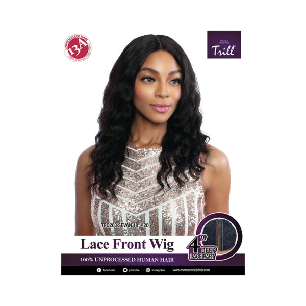 picture of Trill SEVAN Lace Wig. 13A Unprocessed 100% Brazilian Virgin Remy Hair. Approximately 18-20 inches long. Hand-tied 5" deep part lace wig. Manufactured by Mane Concept. at roots beauty supply