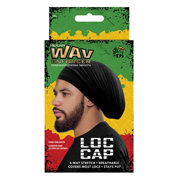 picture of The WavEnforcer® Loc Cap is a four-way stretch cap that covers and protects locs from breakage and lint. The stay-put edge band keeps the Loc Cap secure and in place. Covers most locs. at roots beauty supply