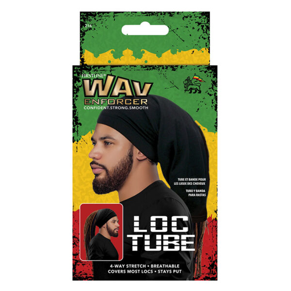 picture of The WavEnforcer® Loc Tube is a four-way stretch cap that covers and protects locs from breakage and lint. Converts to a headband. The stay -put edge band keeps the Loc Tube secure and in place. Covers most locs. For all lengths. at roots beauty supply
